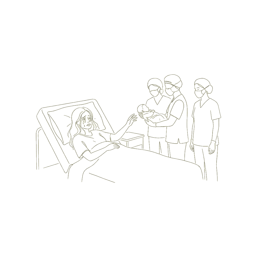 Feine Illustration zum Thema belastende Geburtserfahrung